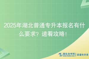 2025年湖北普通專升本報(bào)名有什么要求？速看攻略！
