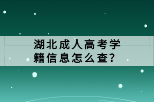 湖北成人高考學(xué)籍信息怎么查？