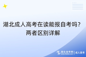 湖北成人高考在讀能報自考嗎？兩者區(qū)別詳解