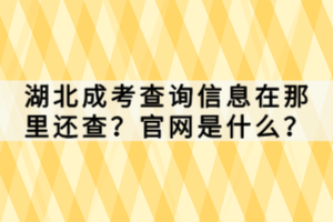 湖北成考查詢(xún)信息在那里還查？官網(wǎng)是什么？