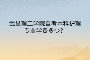 武昌理工學(xué)院自考本科護(hù)理專業(yè)學(xué)費(fèi)多少？
