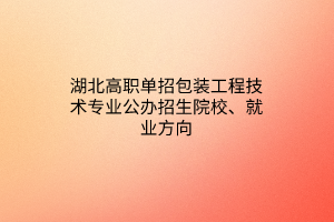 湖北高職單招包裝工程技術(shù)專業(yè)公辦招生院校、就業(yè)方向
