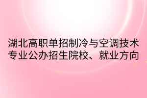湖北高職單招制冷與空調(diào)技術(shù)專業(yè)公辦招生院校、就業(yè)方向