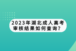 2023年湖北成人高考審核結(jié)果如何查詢？