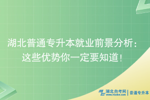 湖北普通專升本就業(yè)前景分析：這些優(yōu)勢你一定要知道！