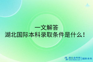 一文解答湖北國際本科的錄取條件是什么！