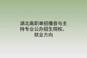 湖北高職單招播音與主持專業(yè)公辦招生院校、就業(yè)方向