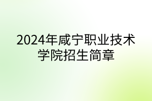 2024年咸寧職業(yè)技術學院招生簡章
