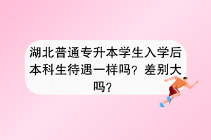 湖北普通專升本學(xué)生入學(xué)后本科生待遇一樣嗎？差別大嗎？