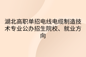 湖北高職單招電線電纜制造技術(shù)專業(yè)公辦招生院校、就業(yè)方向