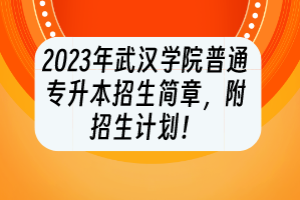 2023年武漢學(xué)院普通專升本招生簡(jiǎn)章，附招生計(jì)劃！