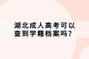 湖北成人高考可以查到學(xué)籍檔案嗎？