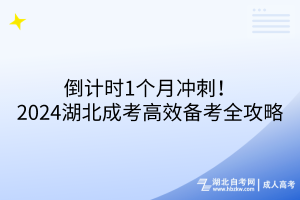 倒計(jì)時(shí)1個(gè)月沖刺！2024湖北成考高效備考全攻略