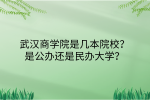 武漢商學(xué)院是幾本院校？是公辦還是民辦大學(xué)？