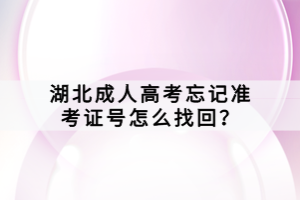 湖北成人高考忘記準考證號怎么找回？