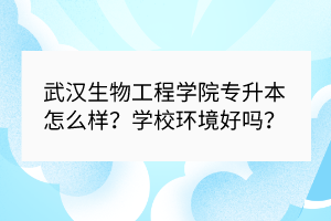 武漢生物工程學(xué)院專升本怎么樣？學(xué)校環(huán)境好嗎？