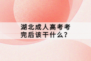 湖北成人高考考完后該干什么？