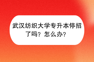 武漢紡織大學(xué)專升本停招了嗎？怎么辦？
