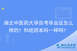 湖北中醫(yī)藥大學(xué)自考畢業(yè)證怎么樣的？和統(tǒng)招本科一樣嗎？