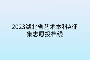 2023湖北省藝術本科A征集志愿投檔線