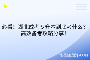 必看！湖北成考專升本到底考什么？高效備考攻略分享！