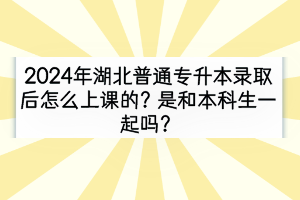 2024年湖北普通專升本錄取后怎么上課的？是和本科生一起嗎？