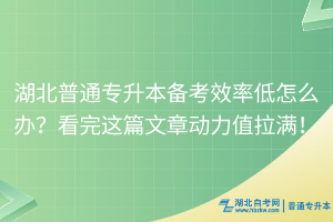 湖北普通專升本備考效率低怎么辦？看完這篇文章動力值拉滿！