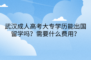 武漢成人高考大專學歷能出國留學嗎？需要什么費用？