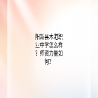 陽新縣木港職業(yè)中學怎么樣？師資力量如何？