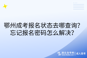鄂州成考報(bào)名狀態(tài)去哪查詢？忘記報(bào)名密碼怎么解決？