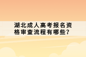 湖北成人高考報(bào)名資格審查流程有哪些？
