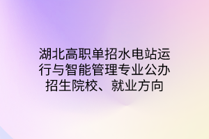 湖北高職單招水電站運(yùn)行與智能管理專業(yè)公辦招生院校、就業(yè)方向
