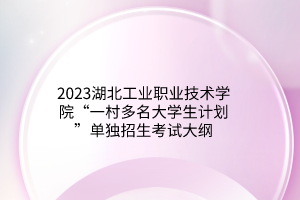 2023湖北工業(yè)職業(yè)技術(shù)學(xué)院“一村多名大學(xué)生計劃”單獨招生考試大綱