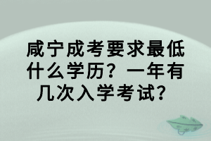 咸寧成考要求最低什么學歷？一年有幾次入學考試？