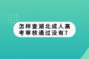 怎樣查湖北成人高考審核通過(guò)沒(méi)有？