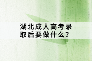 湖北成人高考錄取后要做什么？