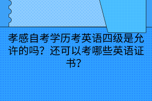 孝感自考學(xué)歷考英語四級是允許的嗎？還可以考哪些英語證書？