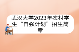 武漢大學2023年農村學生“自強計劃”招生簡章