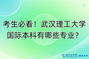 考生必看！武漢理工大學(xué)國際本科有哪些專業(yè)？