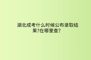 湖北成考什么時候公布錄取結(jié)果?在哪里查？