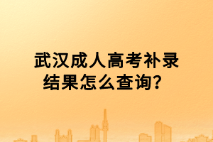 武漢成人高考補(bǔ)錄結(jié)果怎么查詢？