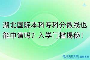 湖北國際本科?？品?jǐn)?shù)線也能申請(qǐng)嗎？入學(xué)門檻揭秘！