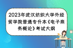 2023年武漢紡織大學外經(jīng)貿(mào)學院普通專升本《電子商務(wù)概論》考試大綱