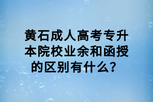 黃石成人高考專升本院校業(yè)余和函授的區(qū)別有什么？
