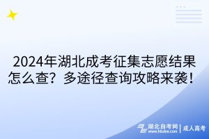 2024年湖北成考征集志愿結(jié)果怎么查？多途徑查詢攻略來襲！