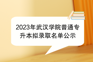2023年武漢學院普通專升本擬錄取名單公示