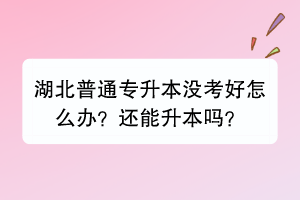 湖北普通專升本沒考好怎么辦？還能升本嗎？