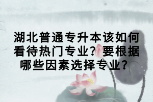 湖北普通專升本該如何看待熱門專業(yè)？要根據哪些因素選擇專業(yè)？