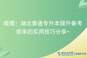 收藏！湖北普通專升本提升備考效率的實(shí)用技巧分享~