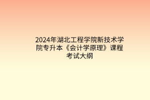 2024年湖北工程學(xué)院新技術(shù)學(xué)院專(zhuān)升本《會(huì)計(jì)學(xué)原理》課程考試大綱